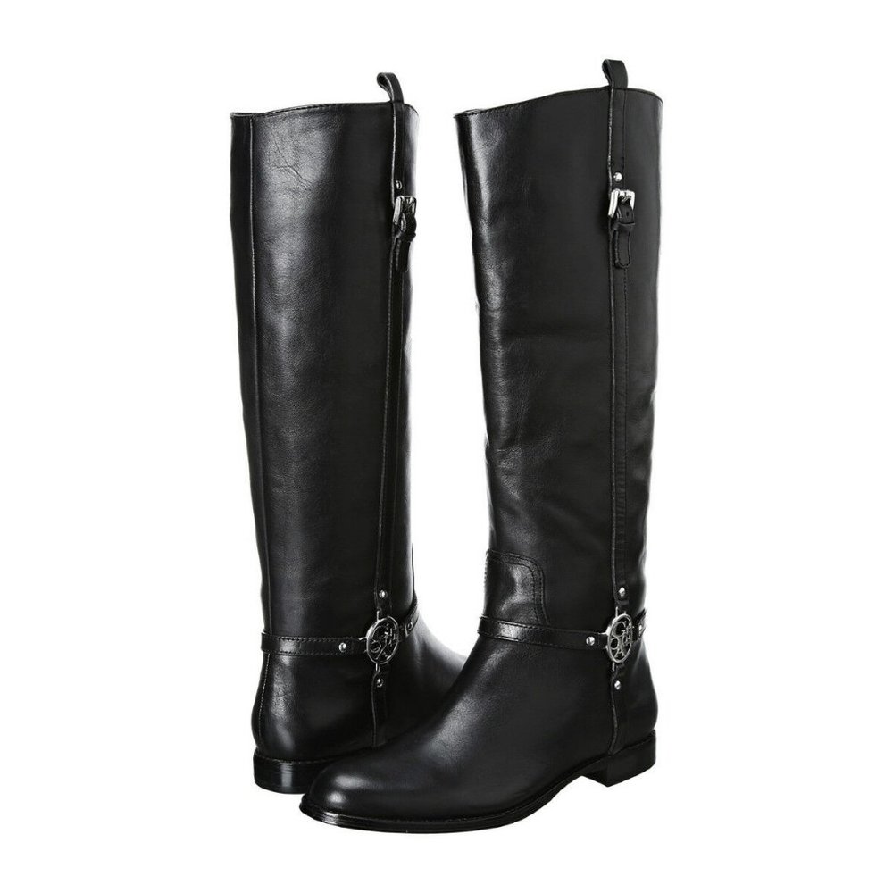 COACH MULAN CALF BLACK WOMENS C LOGO ZIPPER BUCKLE TALL BOOTS